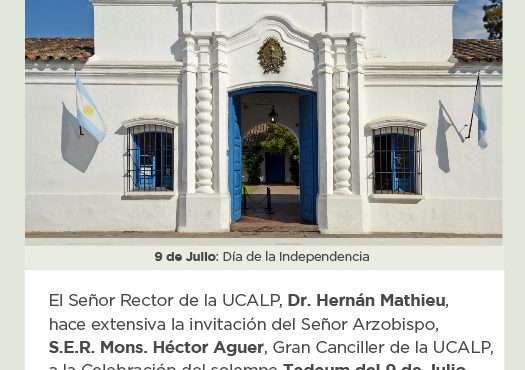 Invitación a la celebración del solemne Tedeum del 9 de julio