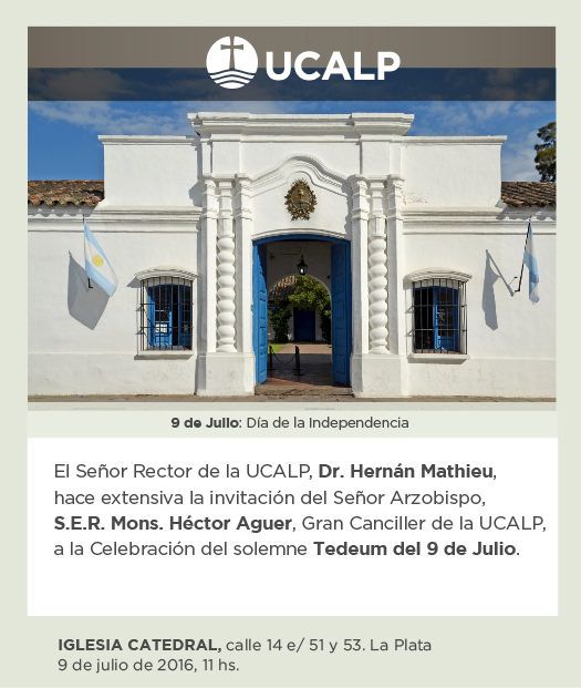 Invitación a la celebración del solemne Tedeum del 9 de julio