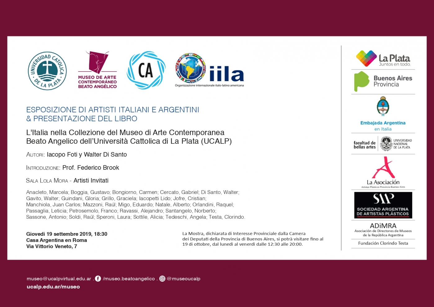 Exposición y Presentación en Italia del Libro “La Presencia Italiana en el Acervo del Museo de Arte Contemporáneo Beato Angélico de la Universidad Católica de La Plata (UCALP)” (2)