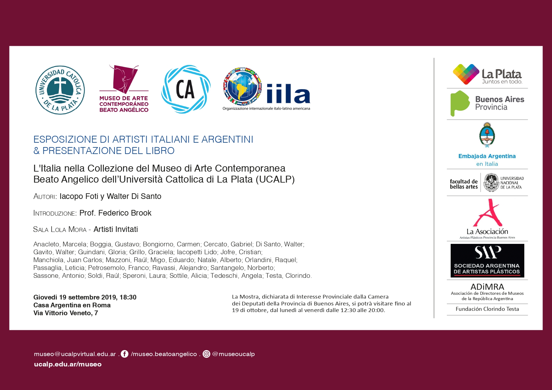 Exposición y Presentación en Italia del Libro “La Presencia Italiana en el Acervo del Museo de Arte Contemporáneo Beato Angélico de la Universidad Católica de La Plata (UCALP)” (2)