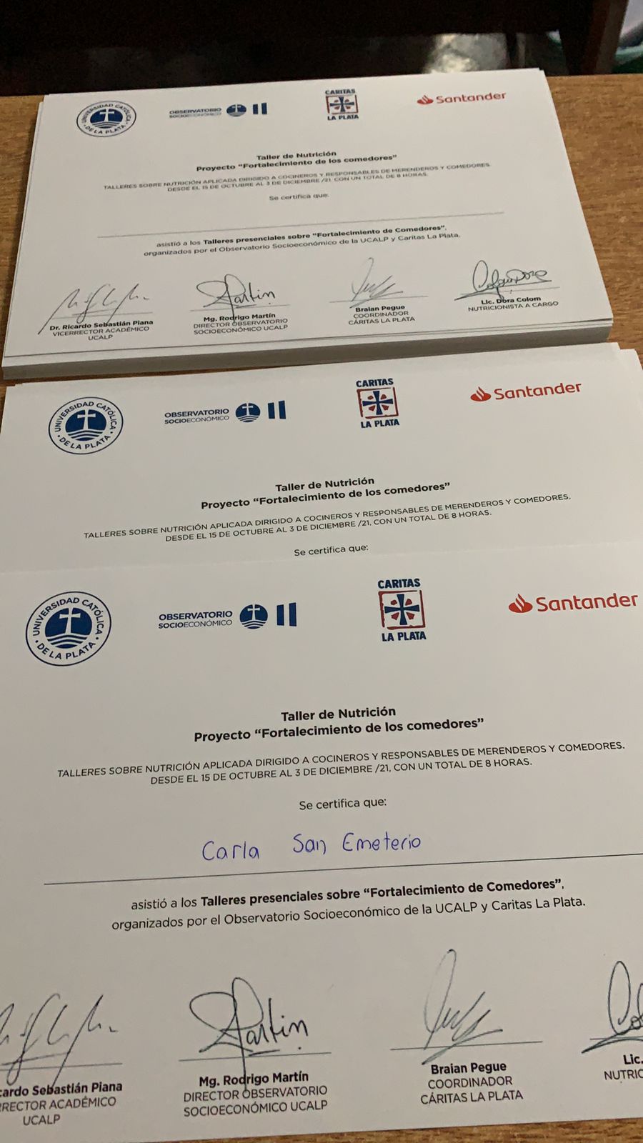 Finalizó el Programa UCALP fortalecimiento comedores de Gran La Plata – Taller de Nutrición (Becas Mecenazgo Santander)