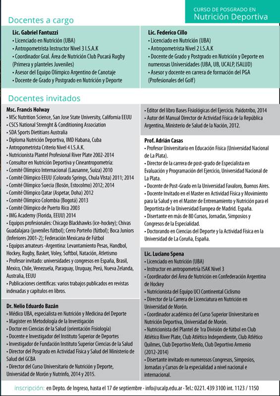 CV Docentes Curso Nutrición